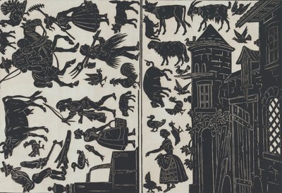 Blatt 6 von Figuren für chinesische Schattenspiele von Juan Llorens