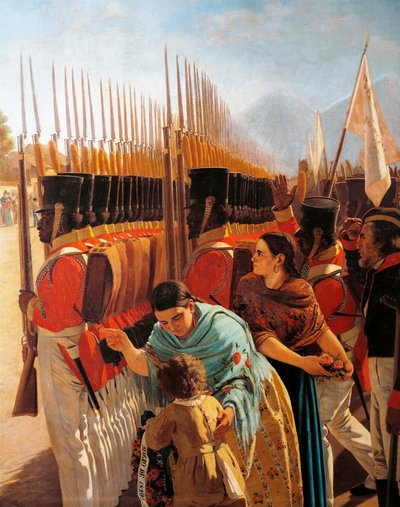 Truppen in Rancagua (Detail) von Juan Manuel Blanes