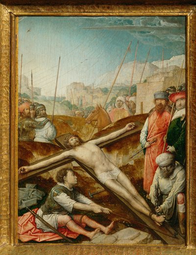 Christus ans Kreuz genagelt von Juan de Flandes