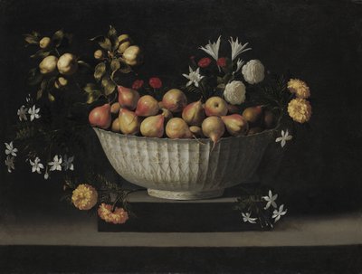 Blumen und Früchte in einer chinesischen Schale, ca. 1645 von Juan de Zurbaran