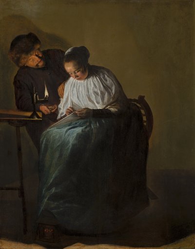 Mann bietet einer jungen Frau Geld an von Judith Leyster