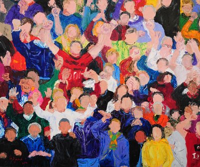 Energiegeladene Menschenmenge Feier von Jukyong Park