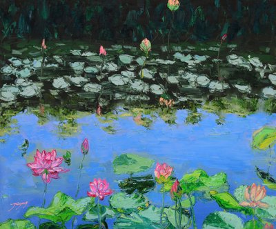 Rosa Lotusreflexionen von Jukyong Park
