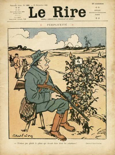Illustration von Abel Faivre (1867-1945) für das Titelblatt von Le Rire, 25/12/09 - Perplexität - Landschaft, Freizeit, Jagd von Jules Abel Faivre