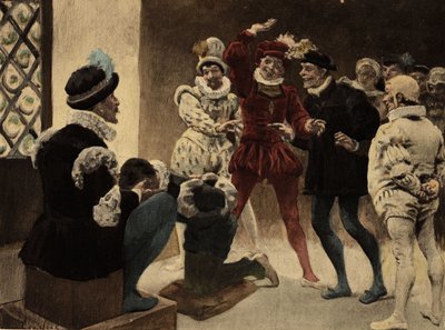 Männer spielen Chapifou. Illustration von Jules Garnier. In "Rabelais et l