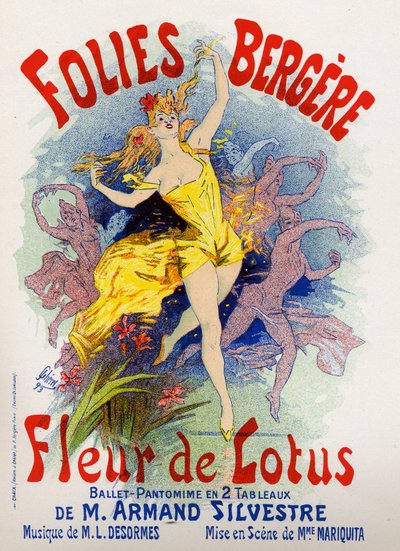 Lotusblume, Ballett im Folies Bergeres, Paris. Plakat von Jules Cheret, Frankreich von Jules Cheret