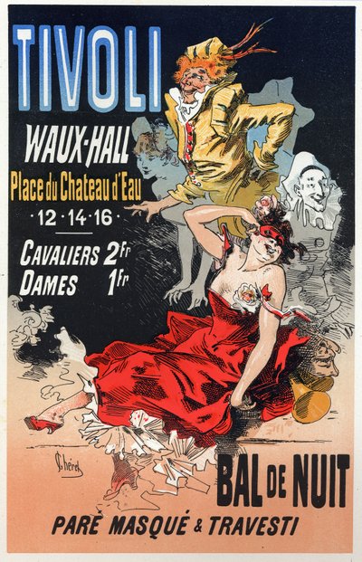 Kunst. Unterhaltung. Maskenball im Tivoli Waux Hall, Paris. Plakat von Jules Cheret, Frankreich, ca. 1870 von Jules Cheret