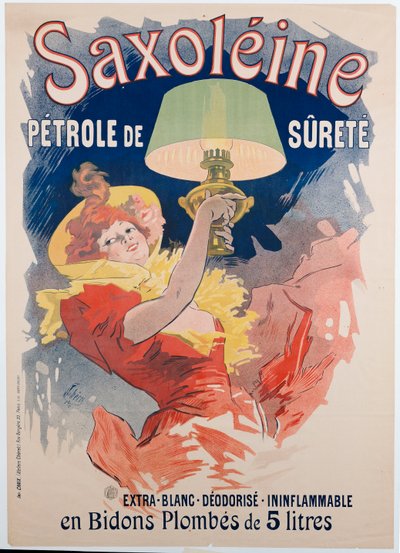 Plakatwerbung für "Saxoleine", Sicherheitslampenöl von Jules Cheret