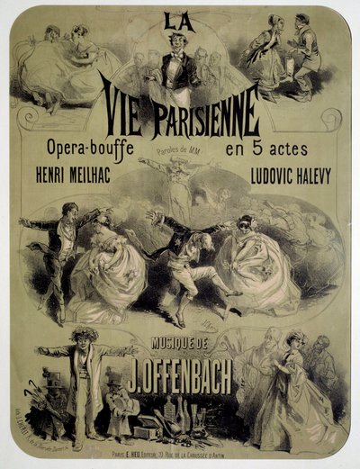 Plakat für die Oper „La vie parisienne“ von Jacques Offenbach (1819-1880) von Jules Cheret