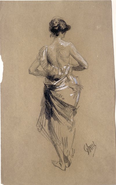 Stehende Frau von hinten gesehen von Jules Cheret