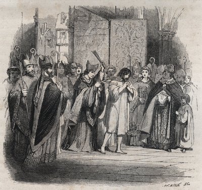 Buße von Raymond VI., Graf von Toulouse - Am 22.06.1209 wurde Raymond VI., Graf von Toulouse, von Papst Innozenz III. (Milon legat du pape) exkommuniziert, weil er die Katharer nicht verfolgte, beschuldigt, der Anstifter des Mordes an Pierre de Castelnau z von Jules David