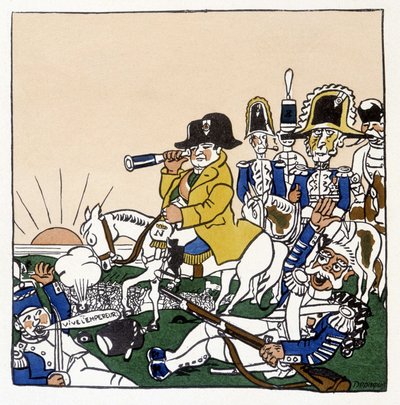 Napoleon in der Schlacht von Austerlitz (1805) - in „Geschichte Frankreichs“ von Jules Depaquit, ill. von ihm selbst, ed. Jonquières, Paris von Jules Depaquit