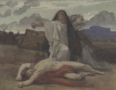 Antigone gibt ihrem Bruder Polyneikes ein symbolisches Begräbnis, 1835-1898 von Jules Eugene Lenepveu