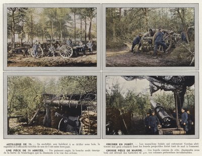 Artillerie de 75, Haubitze im Wald, Ein 75er Geschütz geschützt, Großes Marinegeschütz von Jules Gervais Courtellemont
