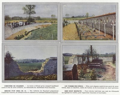 Friedhof von Chambry, Die Gräber der Helden, Einschlag eines 75-mm-Geschosses, nichts wird respektiert von Jules Gervais Courtellemont