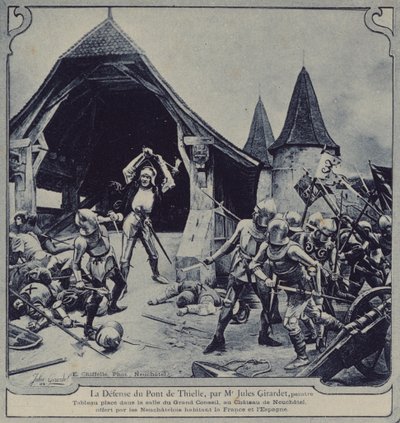 Verteidigung der Brücke von Thielle durch Jacques Baillod von Jules Girardet