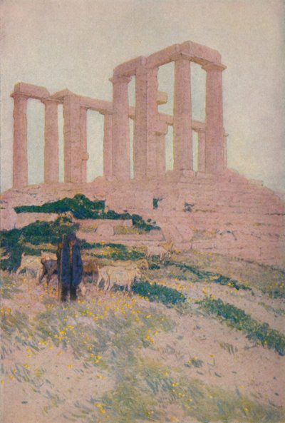 Der Tempel von Poseidon und Athene in Sunium, 1913 von Jules Guerin
