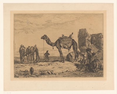 Landschaft mit Kamelen bei Ruine von Jules Joseph Augustin Laurens (signed by artist)