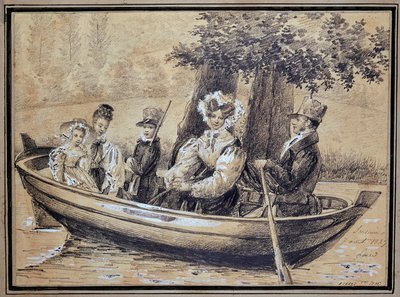Familie von Ségur (der Graf, die Gräfin und ihre Kinder) im Boot von Jules Laure