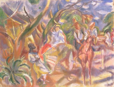 Südliche Szene mit Mann, der eine Kutsche fährt, 1915 von Jules Pascin