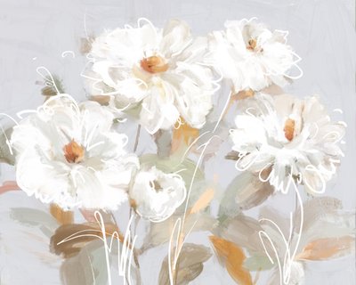 Abstrakte weiße Blumen von Julia Cheney