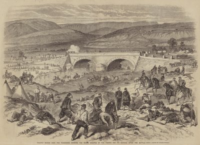Traktir-Brücke über die Tschernaja, zeigt die von den Franzosen errichteten Verteidigungsanlagen nach der Schlacht von Julian Portch