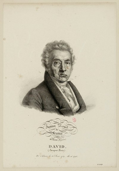 Institut royal de France 4e classe. (Peinture.) David, (Jacques-Louis.) Né à Paris, le 30 août 1749, élu en 1796. von Julien Leopold Boilly