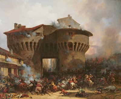 Kampf am Porte Pannessac im Jahr 1562, ca. 1833 von Julien Michel Gue