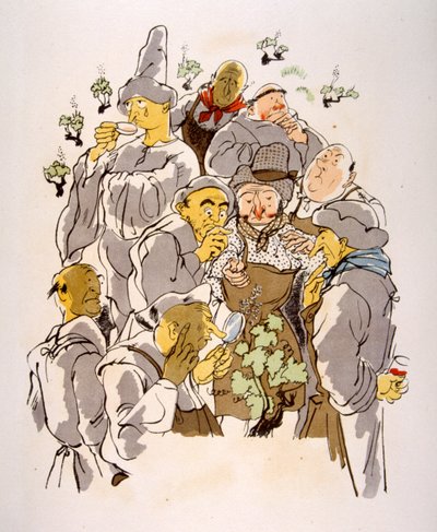 Humorvolle Weinillustration 1946 von Julien Pavil