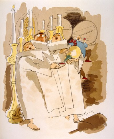 Humorvolle Weinillustration 1946. Illustration von Julien Pavil von Julien Pavil