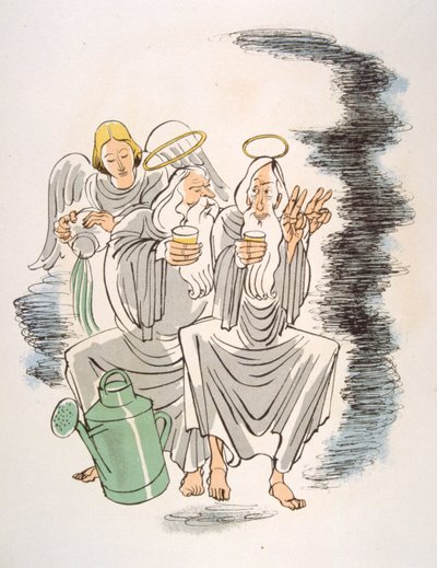 Humorvolle Weinillustration 1946. Illustration von Julien Pavil von Julien Pavil