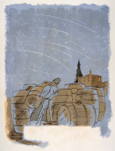 Humorvolle Weinillustration 1946. Illustration von Julien Pavil von Julien Pavil