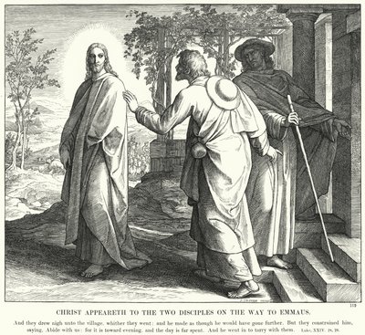 Christus erscheint den zwei Jüngern auf dem Weg nach Emmaus (Gravur) von Julius (after) Schnorr von Carolsfeld