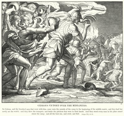 Gideons Sieg über die Midianiter (Gravur) von Julius (after) Schnorr von Carolsfeld