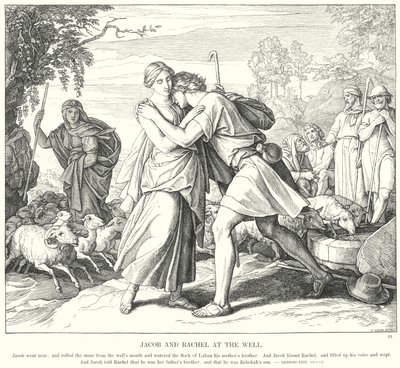 Jakob und Rahel am Brunnen von Julius (after) Schnorr von Carolsfeld