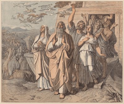 Noah und seine Familie verlassen die Arche, Genesis, VIII von Julius (after) Schnorr von Carolsfeld