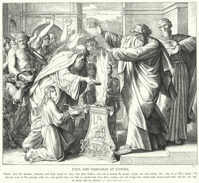 Paulus und Barnabas in Lystra von Julius (after) Schnorr von Carolsfeld