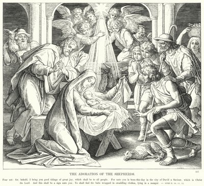Die Anbetung der Hirten von Julius (after) Schnorr von Carolsfeld