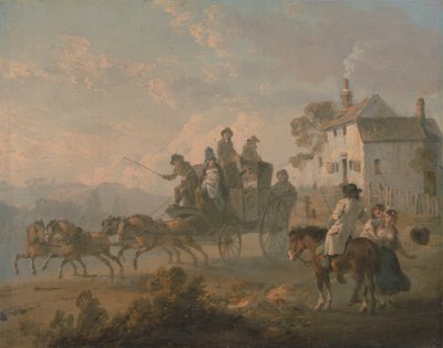 Eine Postkutsche auf einer Landstraße von Julius Caesar Ibbetson