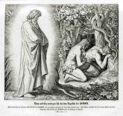 Adam und Eva verbergen ihre Nacktheit, Genesis von Julius Schnorr von Carolsfeld