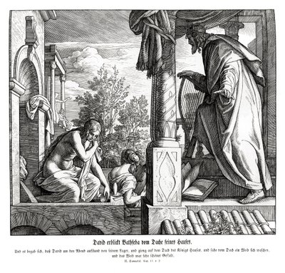 David sieht Bathseba auf dem Dach, 2. Samuel von Julius Schnorr von Carolsfeld