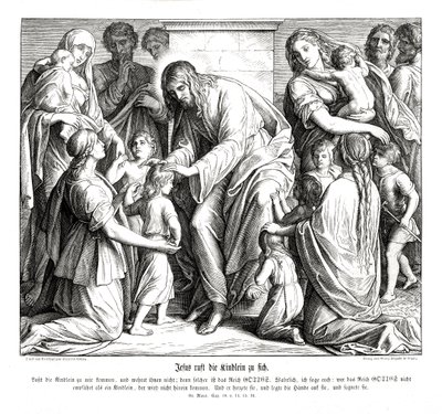 Jesus ruft die Kinder zu sich, Evangelium nach Markus von Julius Schnorr von Carolsfeld