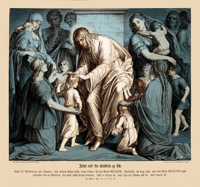 Jesus ruft die Kinder zu sich, Evangelium nach Markus von Julius Schnorr von Carolsfeld