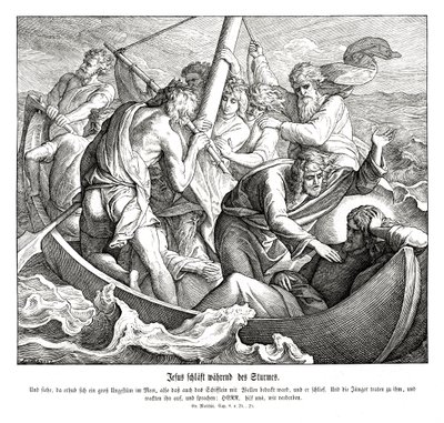 Jesus schläft während des Sturms, Evangelium nach Matthäus von Julius Schnorr von Carolsfeld