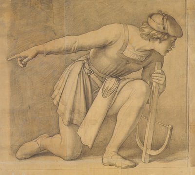 Kniender Armbrustschütze aus dem Rasenden Roland des Ariost von Julius Schnorr von Carolsfeld