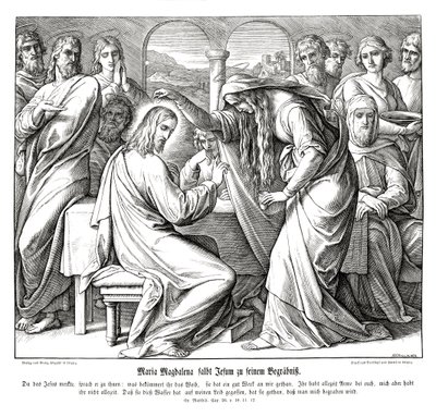 Maria Magdalena salbt Jesus, Evangelium nach Matthäus von Julius Schnorr von Carolsfeld