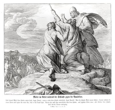 Moses betet während der Schlacht mit Amalek, Exodus von Julius Schnorr von Carolsfeld