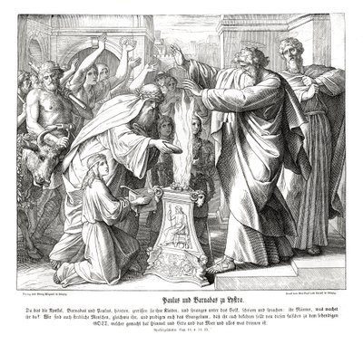 Paulus und Barnabas in Lystra, Apostelgeschichte von Julius Schnorr von Carolsfeld