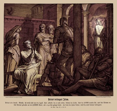 Petrus verleugnet Jesus, Evangelium nach Lukas von Julius Schnorr von Carolsfeld