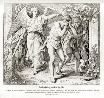 Die Vertreibung aus dem Paradies, Genesis von Julius Schnorr von Carolsfeld